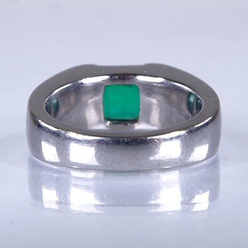 571 - *WITHDRAWN* An unmarked white gold emerald ring, emerald-cut emerald weight approx 3.92ct, with Gem ... 