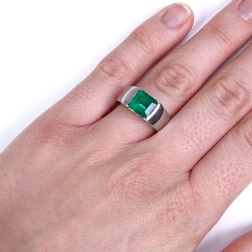 571 - *WITHDRAWN* An unmarked white gold emerald ring, emerald-cut emerald weight approx 3.92ct, with Gem ... 