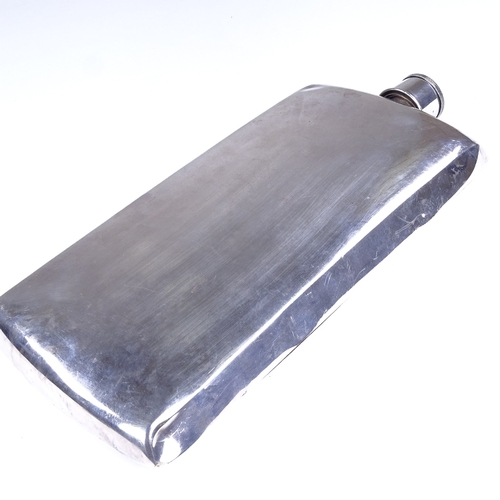 608 - A very large mid-century American Napier sterling silver pint hip flask, with original collapsible b... 