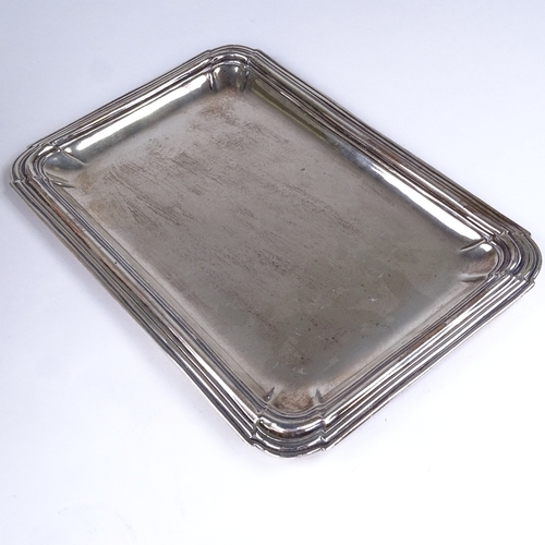 618 - A Victorian rectangular tray, shaped edge with reeded border, by Charles Stuart Harris, hallmarks Lo... 