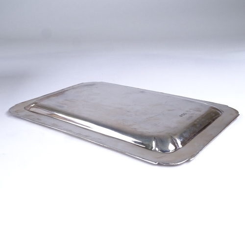 618 - A Victorian rectangular tray, shaped edge with reeded border, by Charles Stuart Harris, hallmarks Lo... 