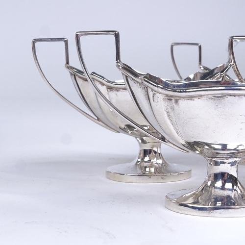 639 - A set of 4 late Victorian silver 2-handled pedestal salt cellars, by Thomas Bradbury & Sons, hallmar... 