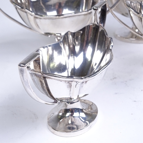 639 - A set of 4 late Victorian silver 2-handled pedestal salt cellars, by Thomas Bradbury & Sons, hallmar... 