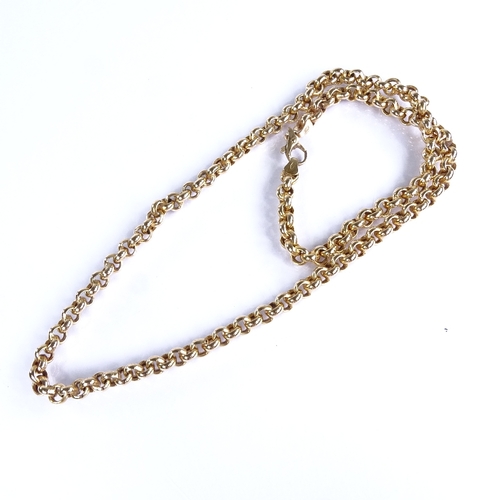 644 - A modern 9ct gold belcher link chain necklace, chain length 44cm, 15.4g