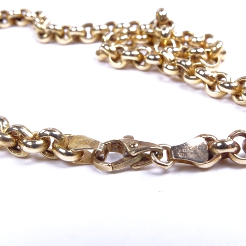 644 - A modern 9ct gold belcher link chain necklace, chain length 44cm, 15.4g