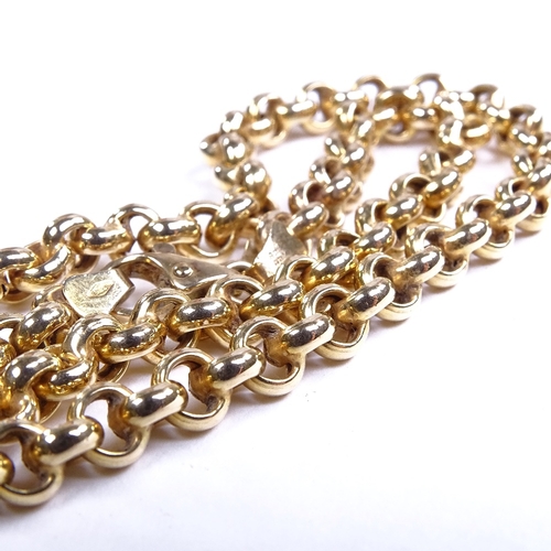 644 - A modern 9ct gold belcher link chain necklace, chain length 44cm, 15.4g