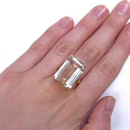 648 - A late 20th century unmarked high carat gold smoky quartz dress ring, setting height 22.8mm, size ap... 