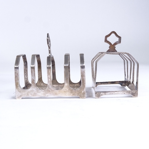 656 - A pair of small George V silver 5-bar toast racks, by Emil Viner, hallmarks Sheffield 1936, length 8... 