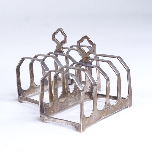 656 - A pair of small George V silver 5-bar toast racks, by Emil Viner, hallmarks Sheffield 1936, length 8... 