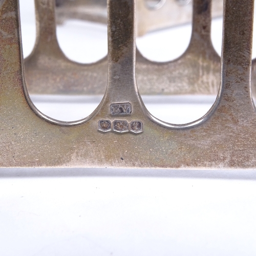 656 - A pair of small George V silver 5-bar toast racks, by Emil Viner, hallmarks Sheffield 1936, length 8... 