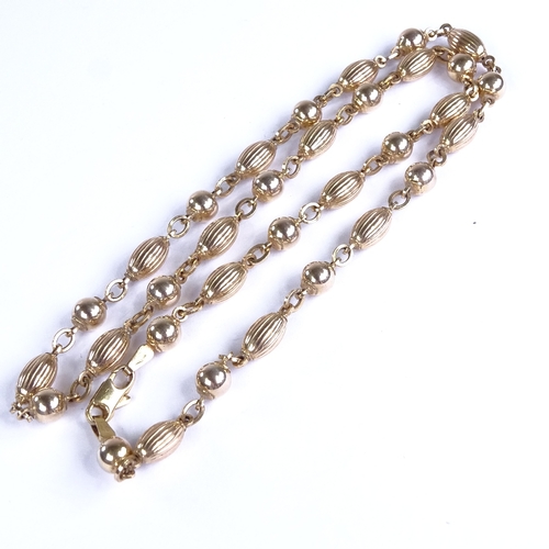 669 - A late 20th century Italian 9ct gold fancy link chain necklace, necklace length 44cm, 15.2g