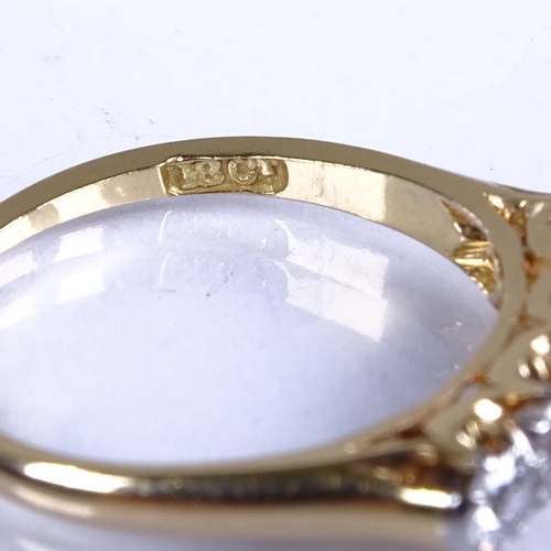 711 - An early 20th century 18ct gold graduated 5-stone diamond half hoop ring, total diamond content appr... 