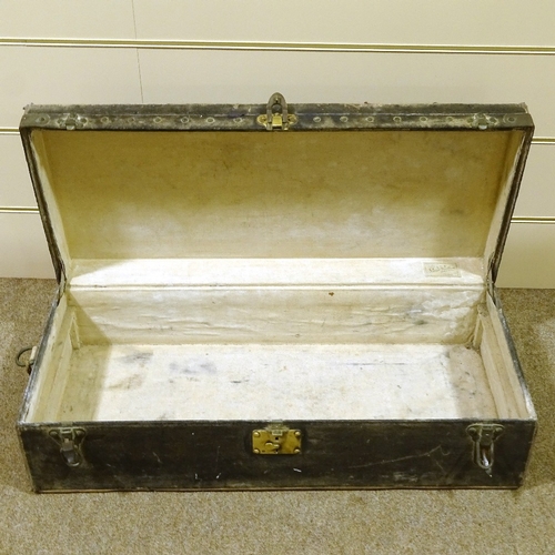 268 - LOUIS VUITTON - canvas covered car trunk, circa 1900, brass locks with original label inside lid, 90... 