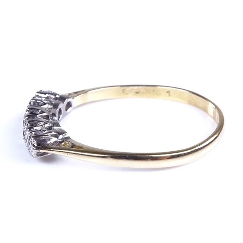 764 - An early 20th century 18ct gold graduated 5-stone diamond half hoop ring, platinum-top settings, tot... 