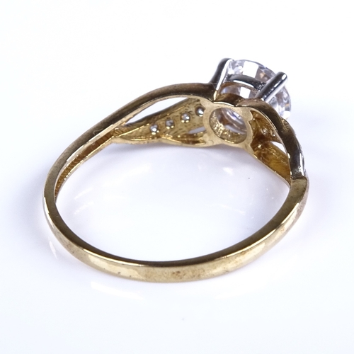 779 - A modern 9ct gold solitaire CZ ring, by Warren James, CZ diameter 6.54mm, size N, 1.7g, boxed and br... 