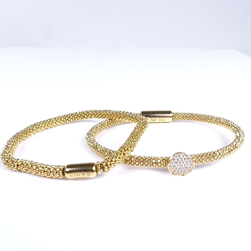 787 - LINKS OF LONDON - 4 modern sterling silver-gilt Effervescence bracelets, internal diameters 58mm, 27... 