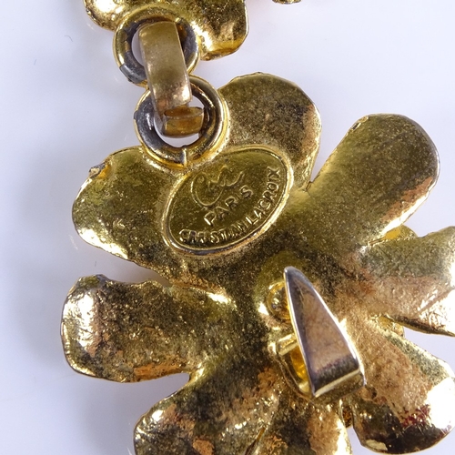 790 - CHRISTIAN LACROIX - a large Vintage French gilt-metal flowerhead necklace, necklace length 70cm, 224... 