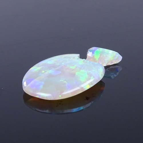 804 - A damaged loose cabochon white opal, dimensions: length - 14.32mm, width - 10.74mm, depth - 3.07mm, ... 