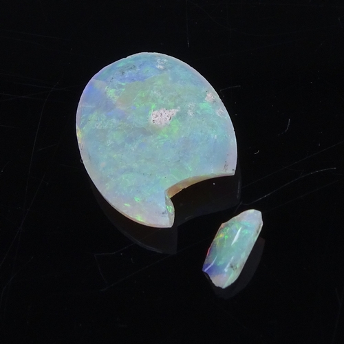 804 - A damaged loose cabochon white opal, dimensions: length - 14.32mm, width - 10.74mm, depth - 3.07mm, ... 