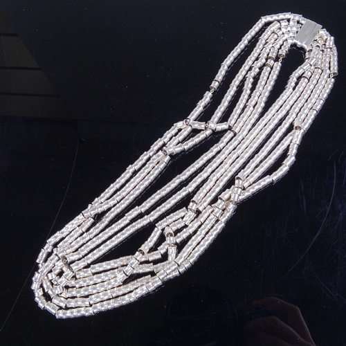 865 - LINKS OF LONDON - a modern sterling silver 5-strand bamboo link necklace, necklace length 42cm, 161.... 