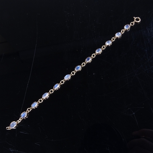 890 - A modern 9ct gold cabochon moonstone bracelet, bracelet length 17cm, 6g