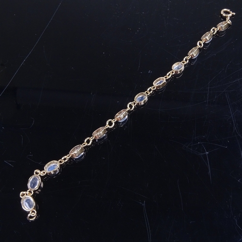 890 - A modern 9ct gold cabochon moonstone bracelet, bracelet length 17cm, 6g