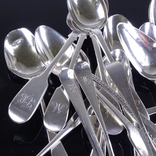 923 - Various silver spoons, including Georgian and Victorian, 14.5oz total