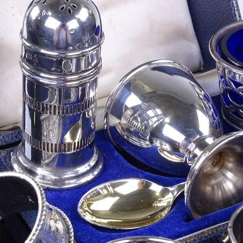 925 - Various silver including napkin rings, egg cup and spoon set etc