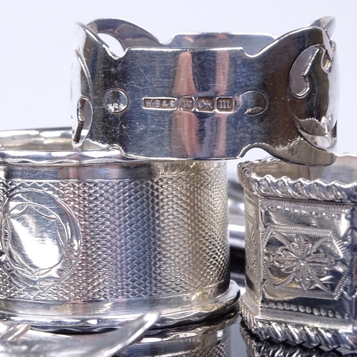 926 - Various silver and plate, including Georgian and Victorian silver teaspoons, napkin rings and set of... 