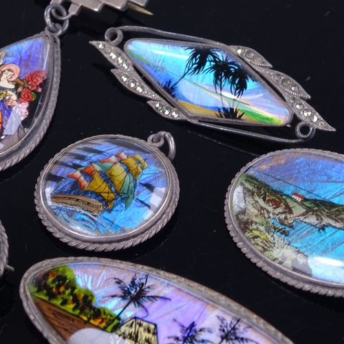 927 - Various Vintage butterfly wing jewellery, including brooches and pendants (13)