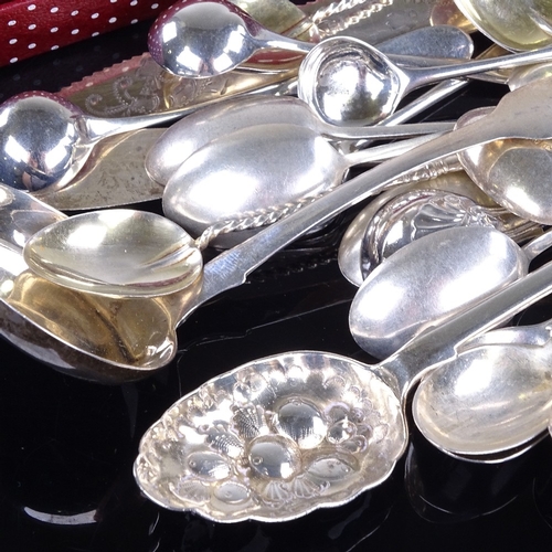 932 - Various silver flatware, including sauce ladle, salt spoons, bread knife etc, 7.7oz weighable