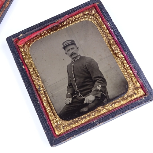 258 - A 19th century early photograph, portrait of an Alexandra Palace attendant, in original leather glaz... 