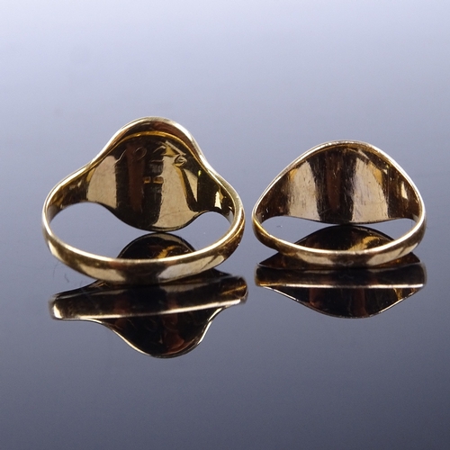 817 - 2 early 20th century 18ct gold signet rings, largest setting height 12.1mm, size E and K, 6.5g total... 