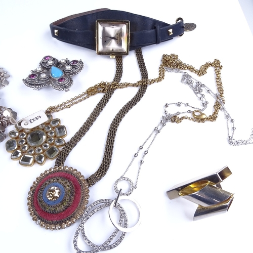 819 - Various jewellery, including Vivienne Westwood watch, Sarah Coventry brooch, Alexander McQueen belt ... 