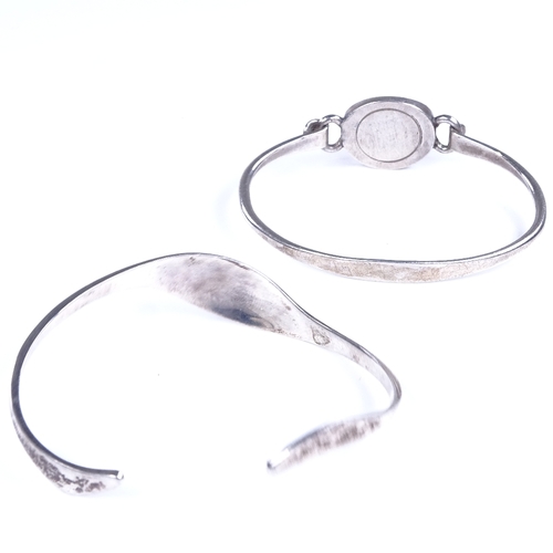 830 - 2 Danish stylised sterling silver bangles, including example by Niels Erik From, 21.9g total (2)