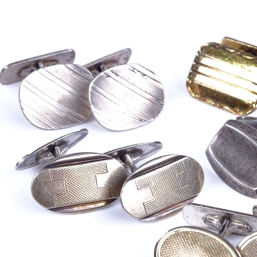 831 - 8 pairs of Scandinavian silver cufflinks, makers include Christian Veilskov, Hermann Siersbol, Hans ... 