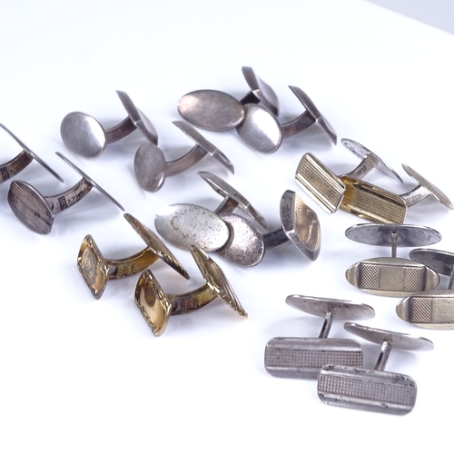 831 - 8 pairs of Scandinavian silver cufflinks, makers include Christian Veilskov, Hermann Siersbol, Hans ... 