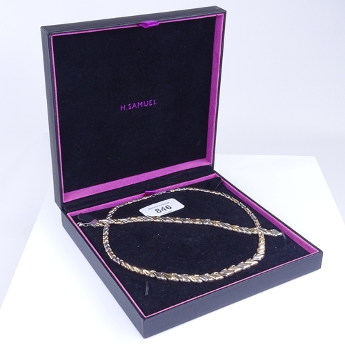 846 - A modern sterling silver and silver-gilt matching necklace and bracelet set, by H Samuel, necklace l... 