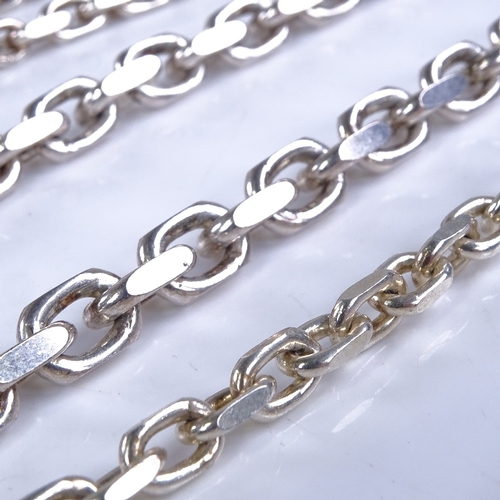 859 - 2 modern sterling silver chain link necklaces, both 44cm, and a matching silver bracelet, 18cm, 127.... 