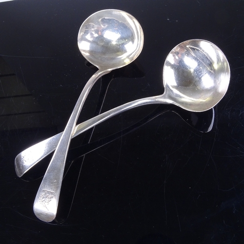 952 - A pair of George III silver Old English pattern sauce ladles, by Christopher and Thomas Wilkes Barke... 