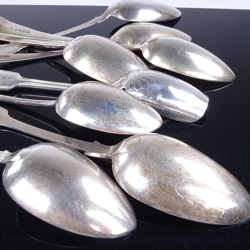 954 - Various silver flatware, including George V Fiddle pattern Stilton scoop, Georgian spoons etc, 17.2o... 