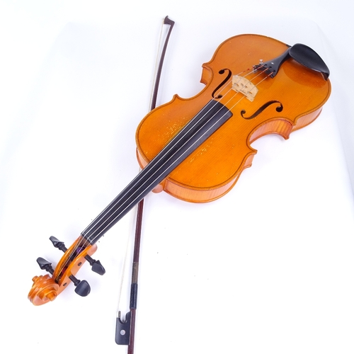 97 - A viola by Johann Koberling, original label dated 1981, 2-piece satinwood back, back length 420mm, w... 