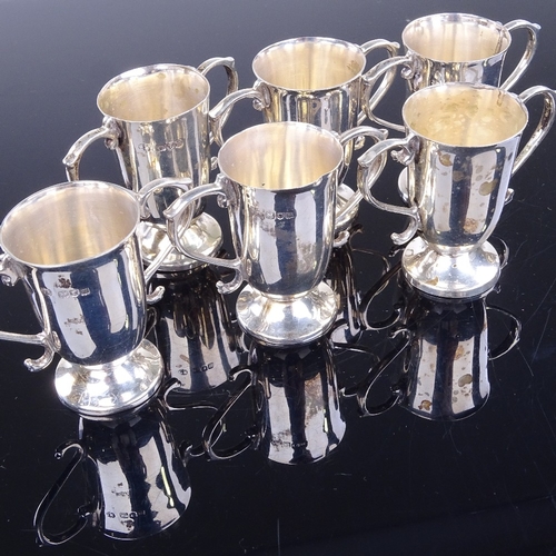 978 - A set of 6 Edwardian silver 2-handled trophy design salt cellars, by Charles Edwards, hallmarks Lond... 