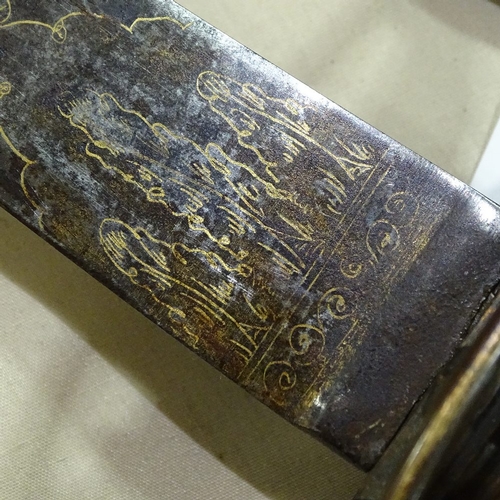 160 - A Georgian military sabre, engraved blade with GR cypher, traces of original blue and gilt finish, g... 