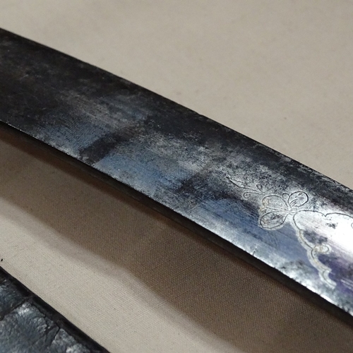 160 - A Georgian military sabre, engraved blade with GR cypher, traces of original blue and gilt finish, g... 