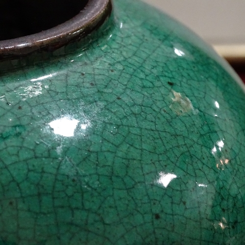 315 - A Chinese green crackle glaze jar, height 16cm