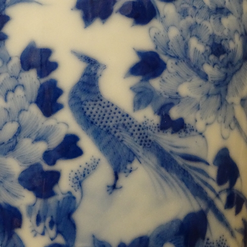 356 - A Chinese blue and white porcelain vase, with hand painted butterflies birds and flowers, 6 characte... 