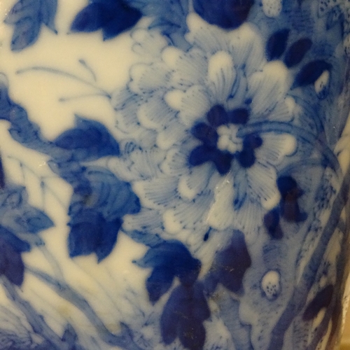 356 - A Chinese blue and white porcelain vase, with hand painted butterflies birds and flowers, 6 characte... 