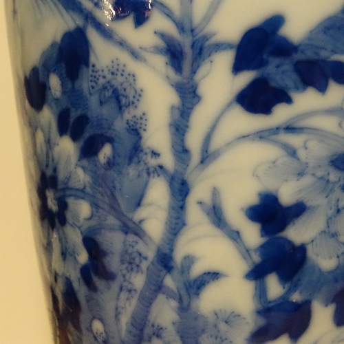 356 - A Chinese blue and white porcelain vase, with hand painted butterflies birds and flowers, 6 characte... 