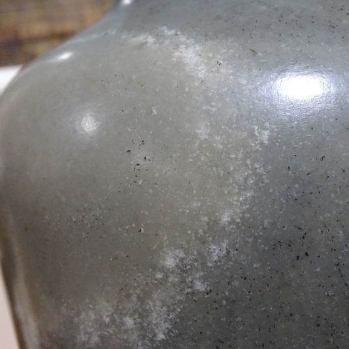 436 - A Chinese polished hardstone jar and cover, with carved cabbage leaf design lid, height 35cm